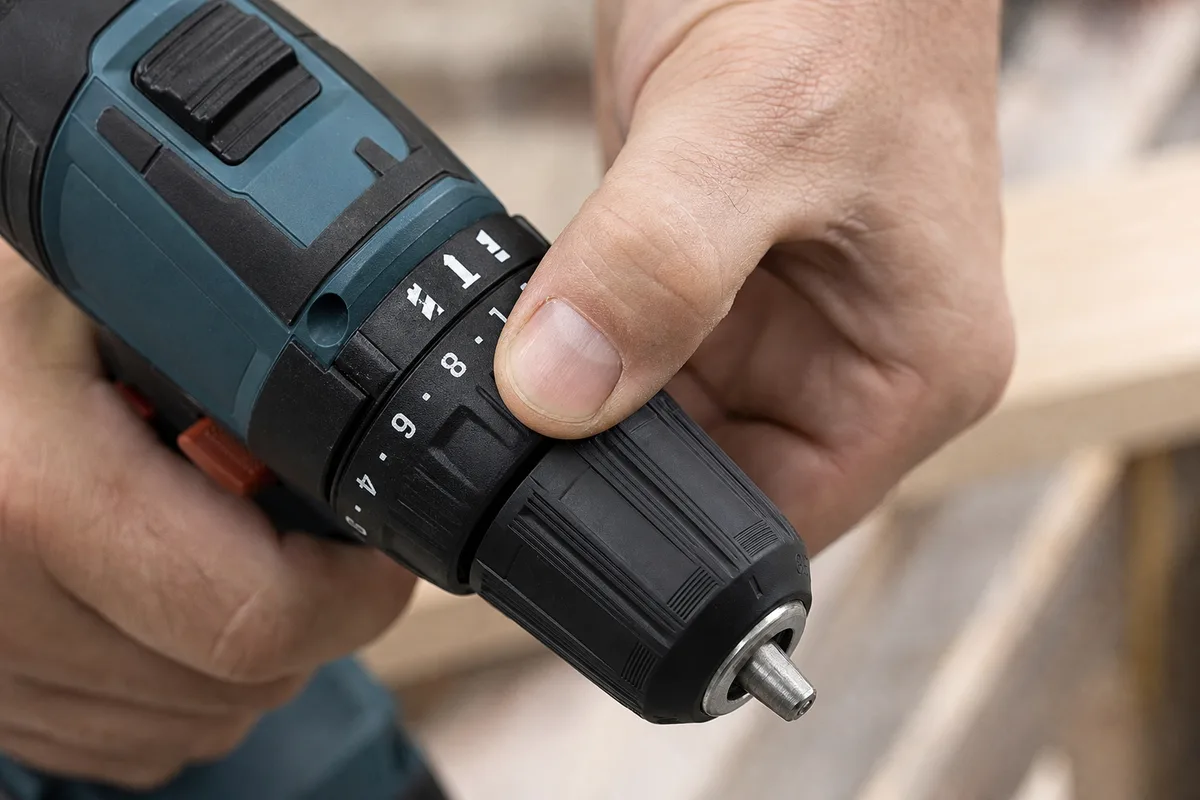 Adjusting the clutch setting on a cordless drill