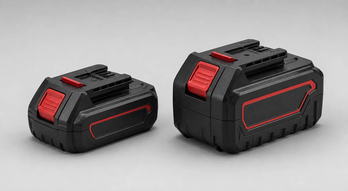 Two batteries from the same cordless tool platform
