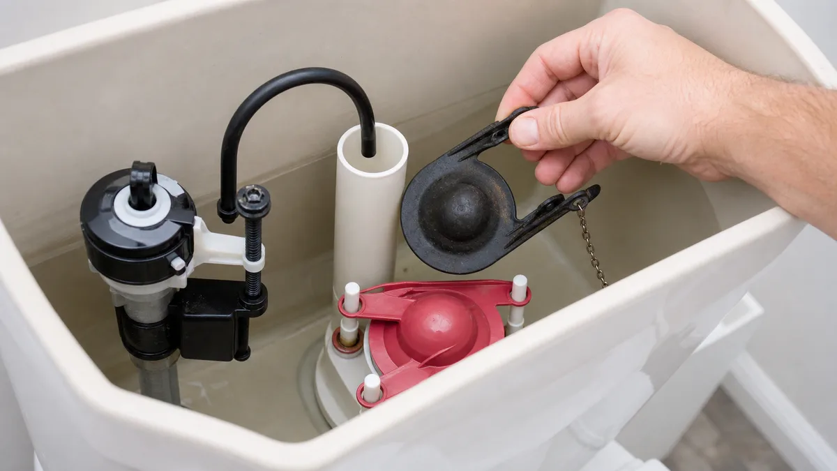 Replacing a worn flapper inside a toilet tank